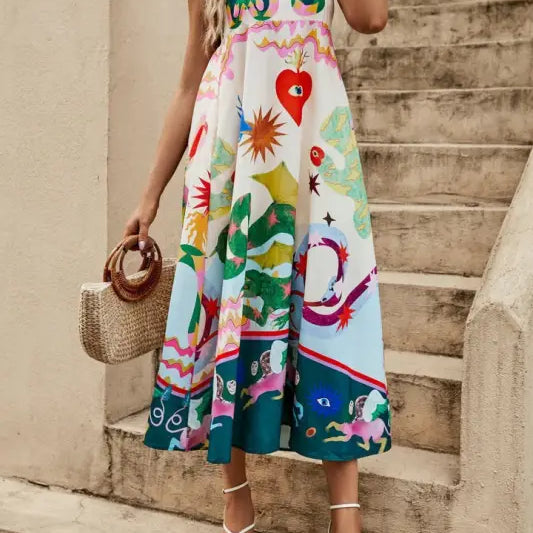 SPAGHETTI-STRAP FLORAL PRINT DRESS-VETEMENTS