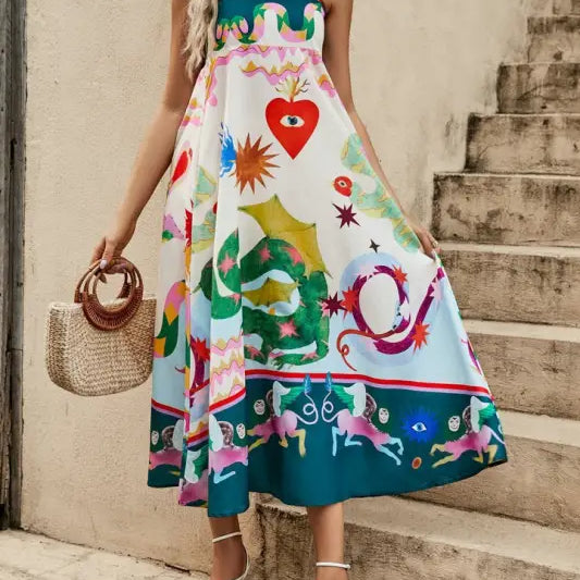 SPAGHETTI-STRAP FLORAL PRINT DRESS-VETEMENTS