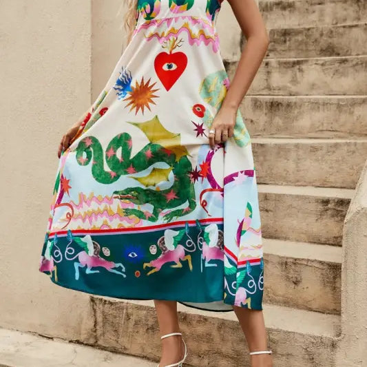 SPAGHETTI-STRAP FLORAL PRINT DRESS-VETEMENTS