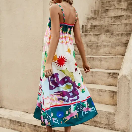 SPAGHETTI-STRAP FLORAL PRINT DRESS-VETEMENTS