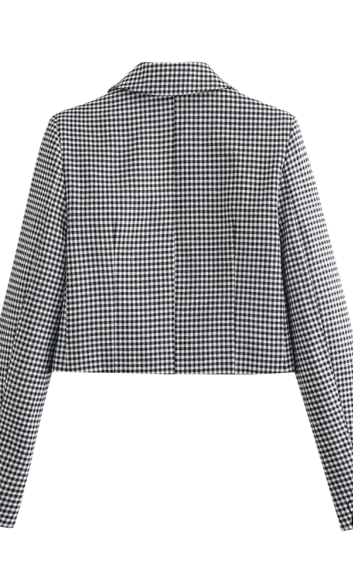 Elegant casual small plaid blazer, french casual blazer for spring