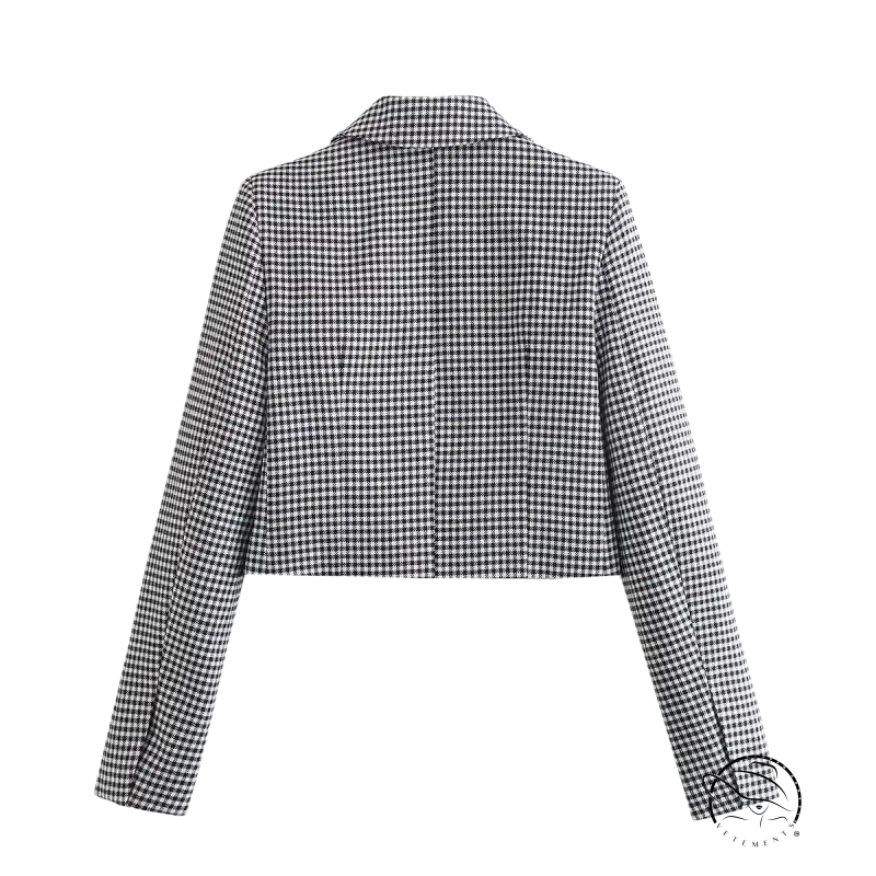 Elegant casual small plaid blazer, french casual blazer for spring