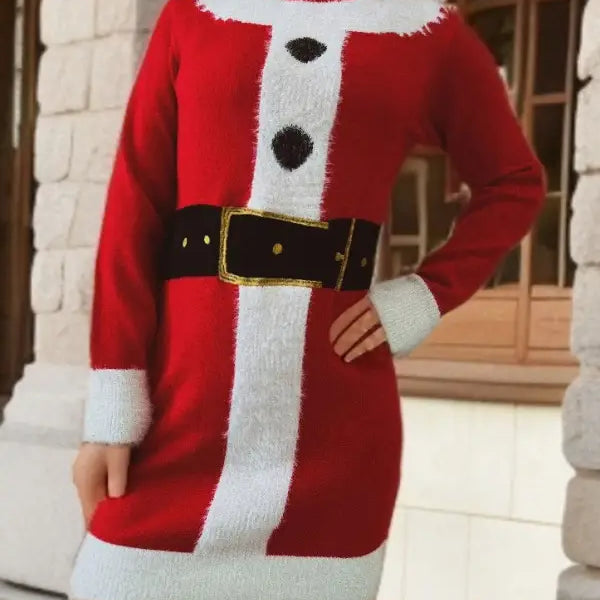 SANTA CLAUS ROUND NECK CHRISTMAS WOOLEN DRESS-VETEMENTS