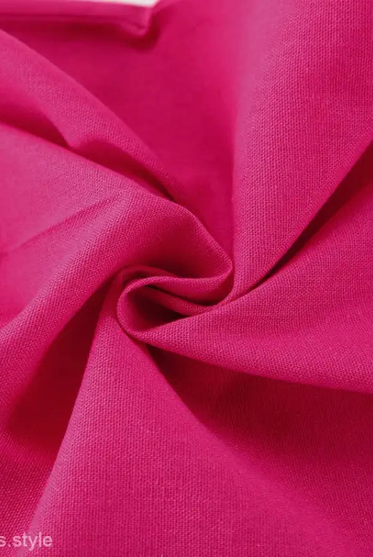 Crumpled fuchsia fabric of Elegant Cotton Linen Suit Two Piece Set with Slim Fit Vest