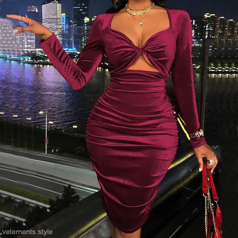 ELEGANT DEEP V PLUNGE NECK DRESS-VETEMENTS