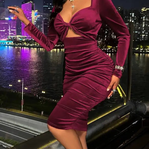 ELEGANT DEEP V PLUNGE NECK DRESS-VETEMENTS