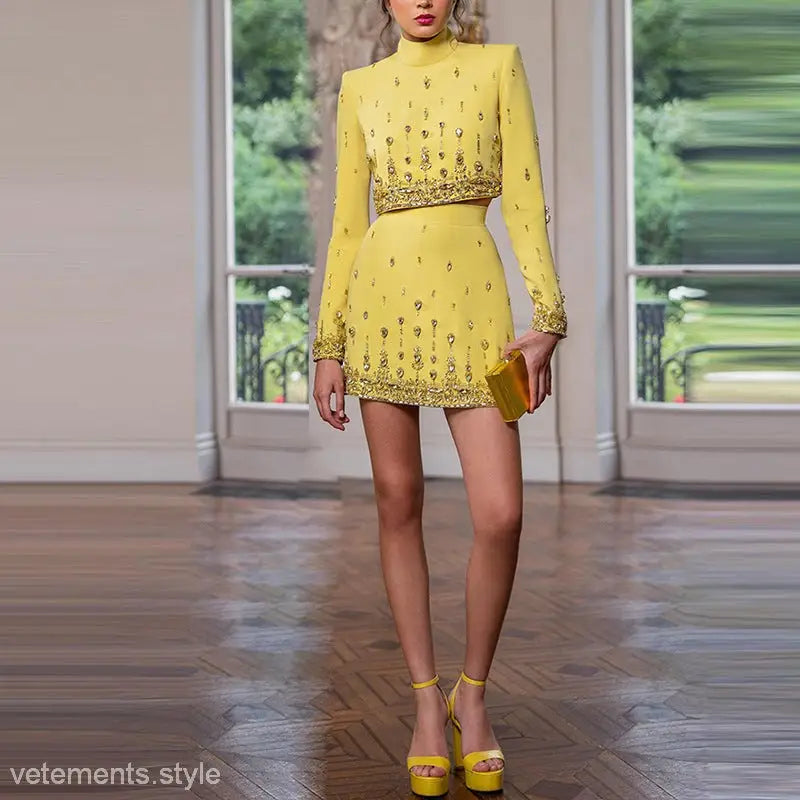 DIAMOND INLAID TWO PIECE SET-VETEMENTS