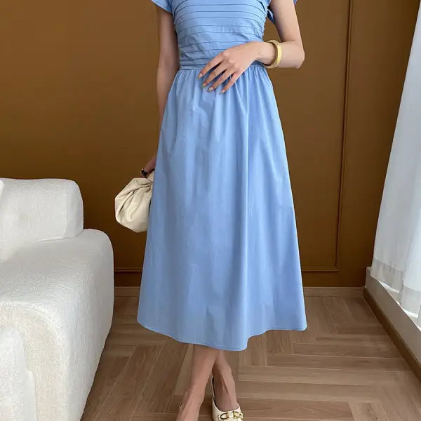Light blue midi dress featured in the Elegant Flying Dress collection - black sold