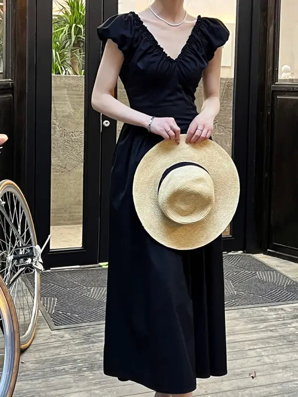 Elegant French Style Maxi Dress for Summer Wear