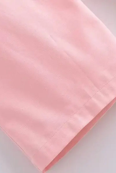 Elegant French style pink fabric sleeve for sleeveless V-Neck polyester dress