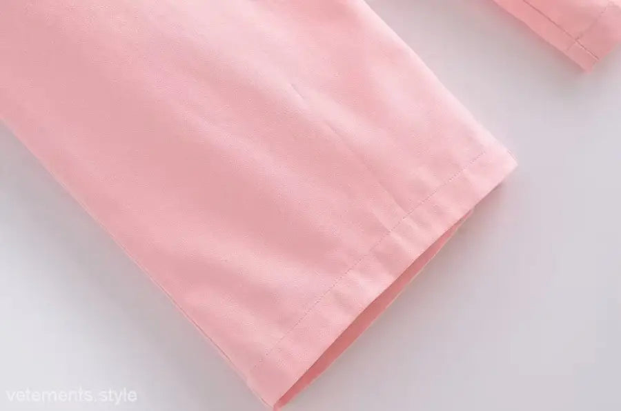 Elegant French style pink fabric sleeve for sleeveless V-Neck polyester dress