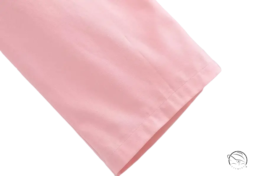 Elegant French style pink fabric sleeve for V-neck polyester top