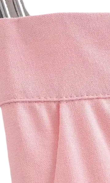 Pink fabric garment waistband of the elegant French style sleeveless V-Neck polyester dress