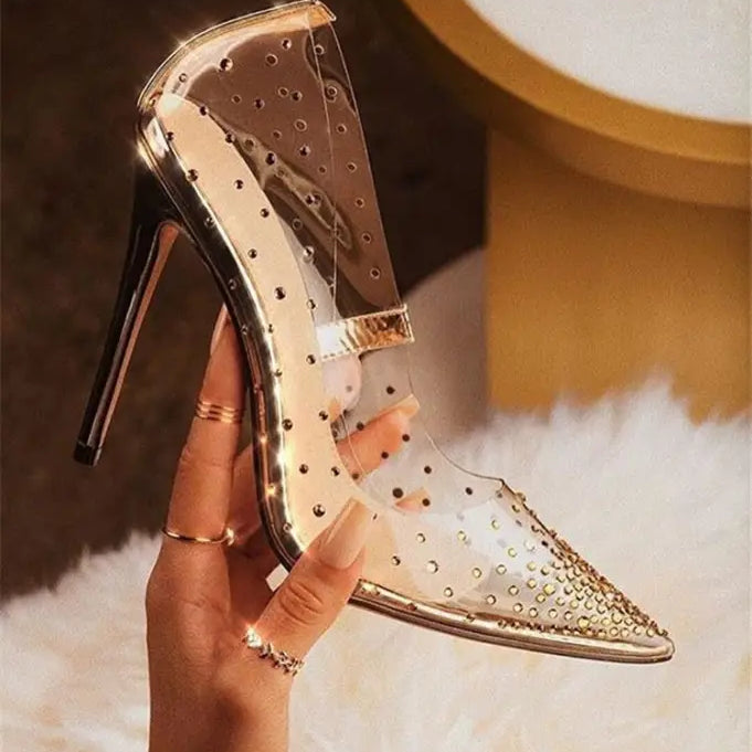 GOLDEN RHINESTONE HEELS-VETEMENTS