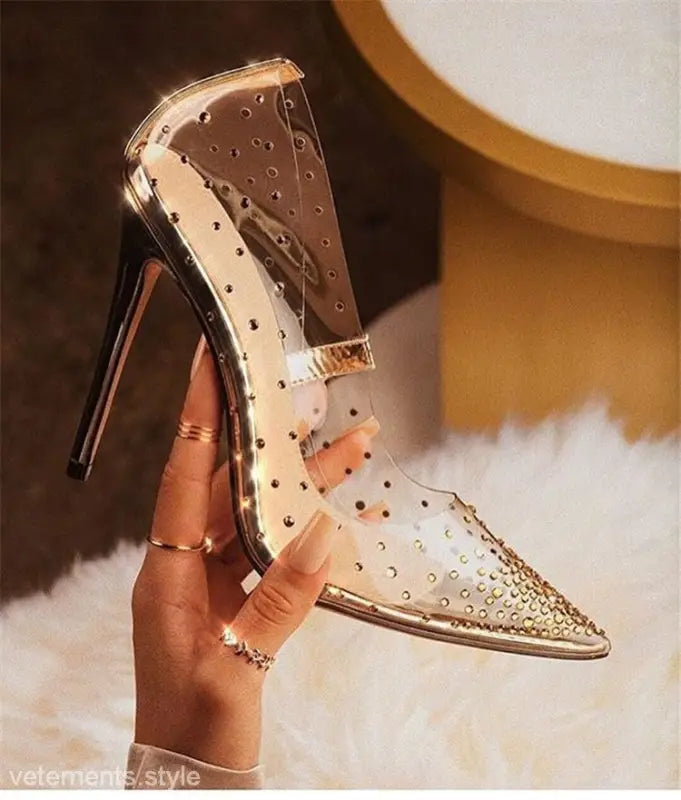 GOLDEN RHINESTONE HEELS-VETEMENTS