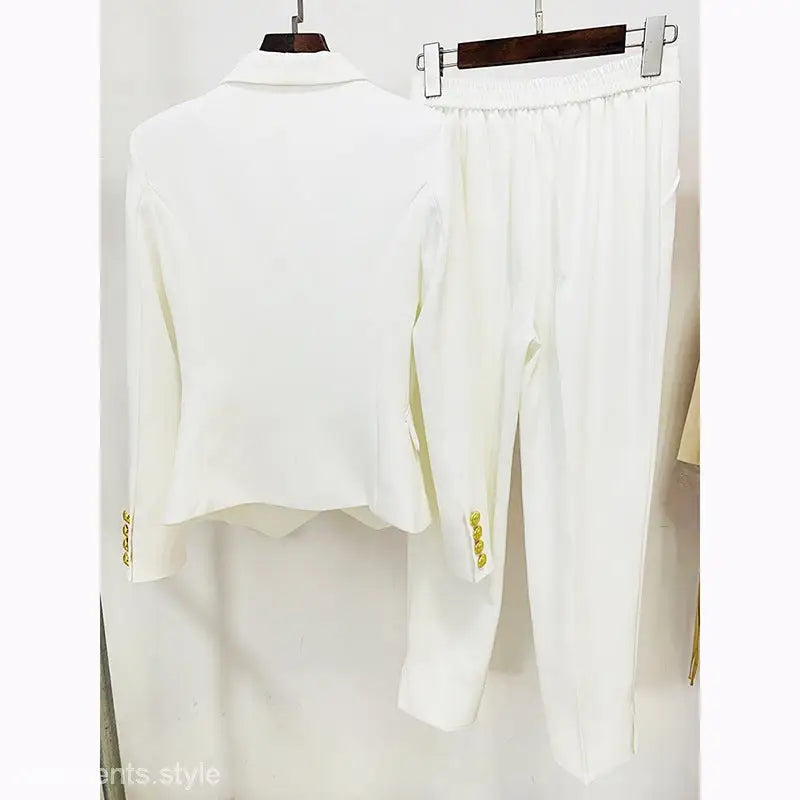 Star Green Collar Slim Blazer Skinny Pants Suit Two Piece Suit-VETEMENTS