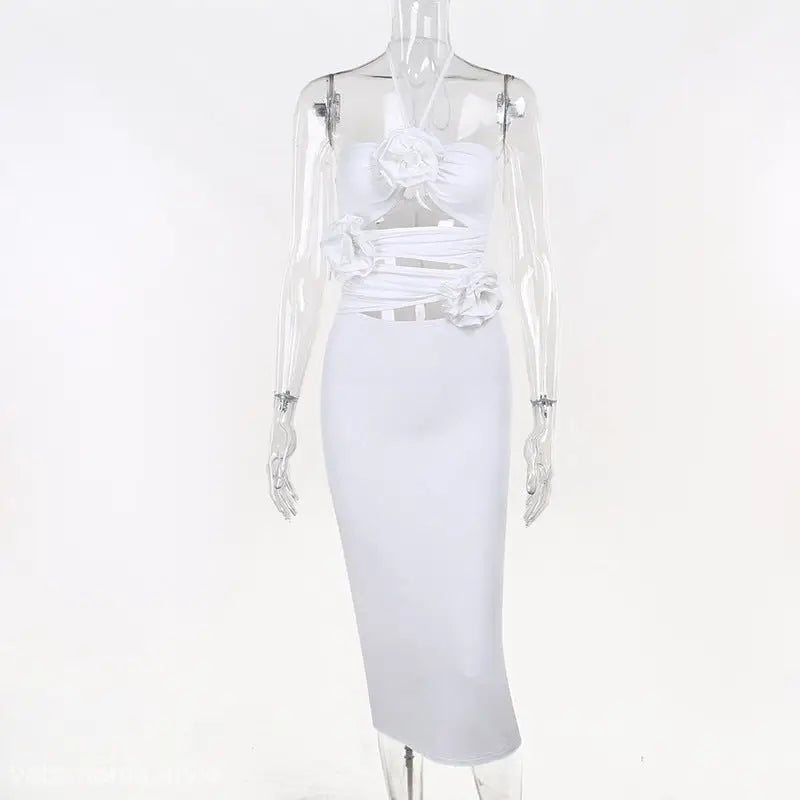 ELEGANT HALTER FLORAL MAXI DRESS-VETEMENTS