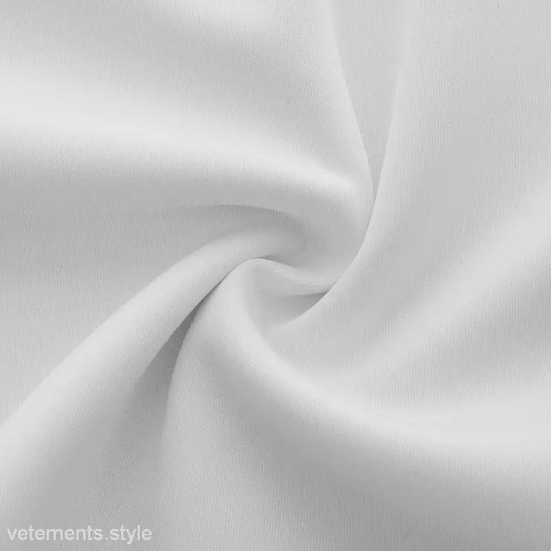 Swirling white fabric of a sexy high waist short dress with pockets for summer wear