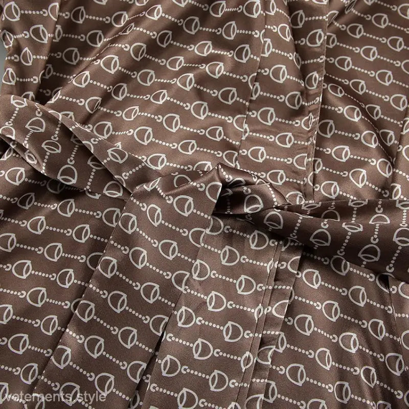 Brown satin robe with equestrian pattern, ideal for ice silk pajama sets and nightgown pajama pants