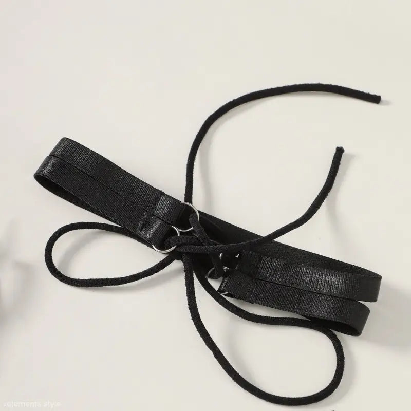 Black lace-up belt with mesh strap stitching for sexy suit with free shipping option