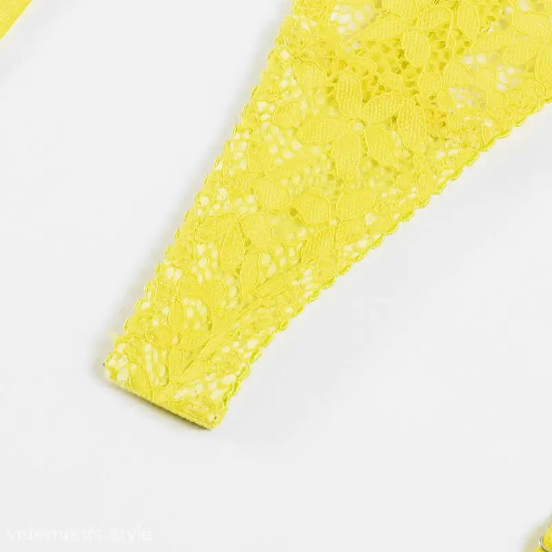 Yellow lace thong from Elegant Lace Solid Cutout Halter Lingerie Set, sexy halter lingerie