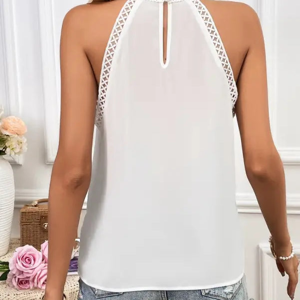 White sleeveless halter top with lace trim, Elegant Lace Top Tank in Leather Red Corset, free shipping