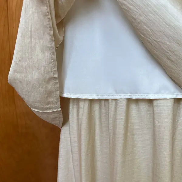 Beige dress with white lining from Elegant Lightweight Loose Tencel Midi Top collection