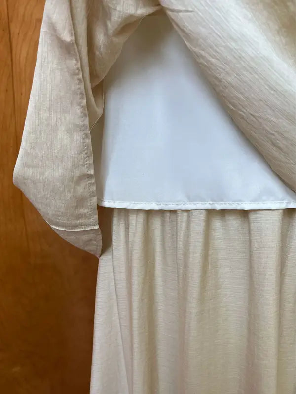 Beige dress with white lining from Elegant Lightweight Loose Tencel Midi Top collection