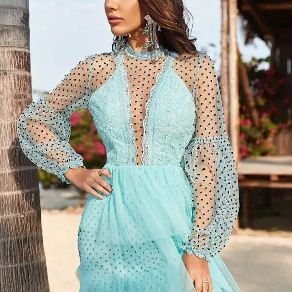 Elegant Long Sleeve Tiered Maxi Dress