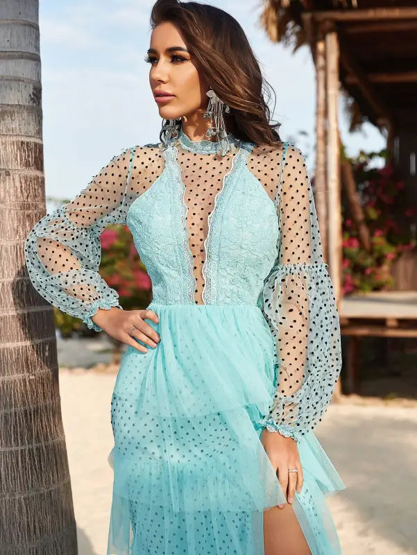 Elegant Long Sleeve Tiered Maxi Dress