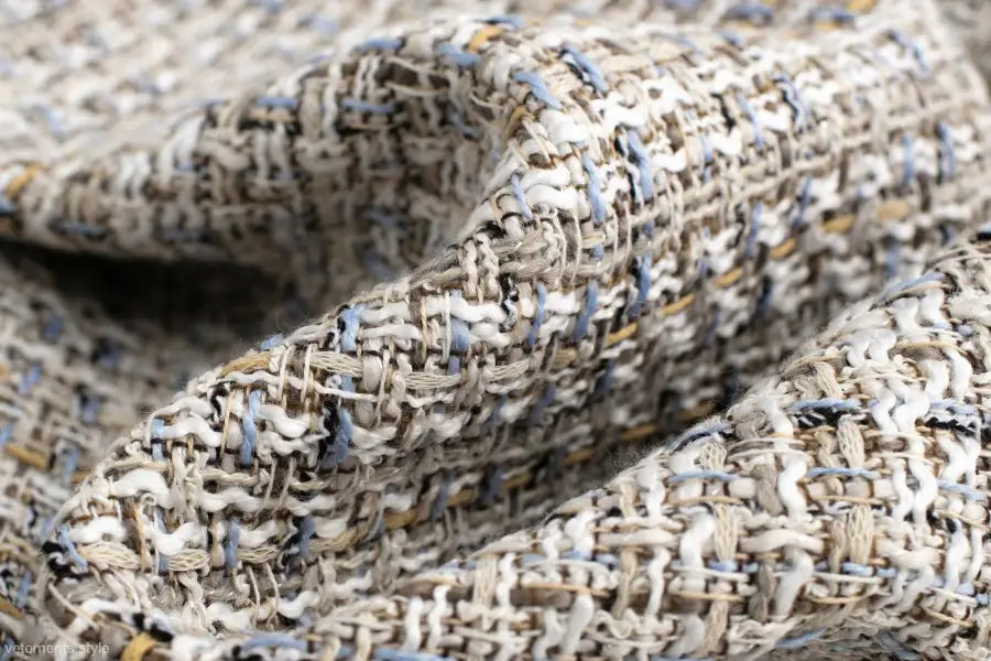 Woven fabric showcasing a textured multi-colored tweed for a loose houndstooth blazer