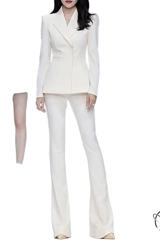 Elegant office brand cream-colored womens pantsuit set