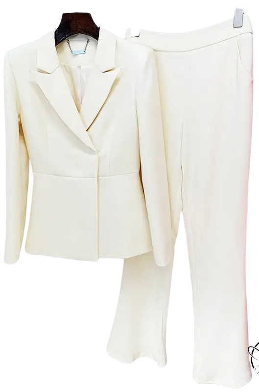 Elegant office brand cream-colored women’s Haya suit set
