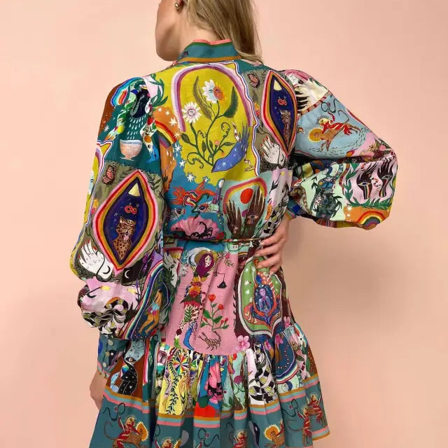 COMFY PRINTED LACE UP COTTON DRESS-VETEMENTS