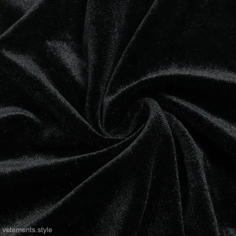 Black velvet sexy evening party dress with rhinestone cutout and luxurious sheen