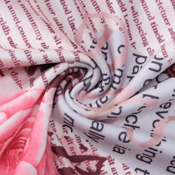 Wrinkled floral fabric with text print on Elegant Ruffled High Slit Strap Dress for summer parties and clubs