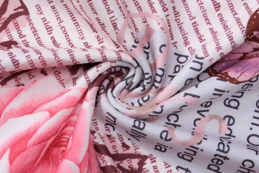 Wrinkled floral fabric with text print on Elegant Ruffled High Slit Strap Dress for summer parties and clubs