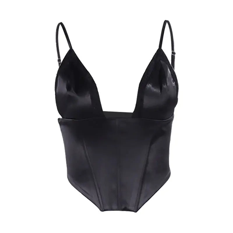 Elegant satin lace corset top showcasing a stylish and sexy satin lace design