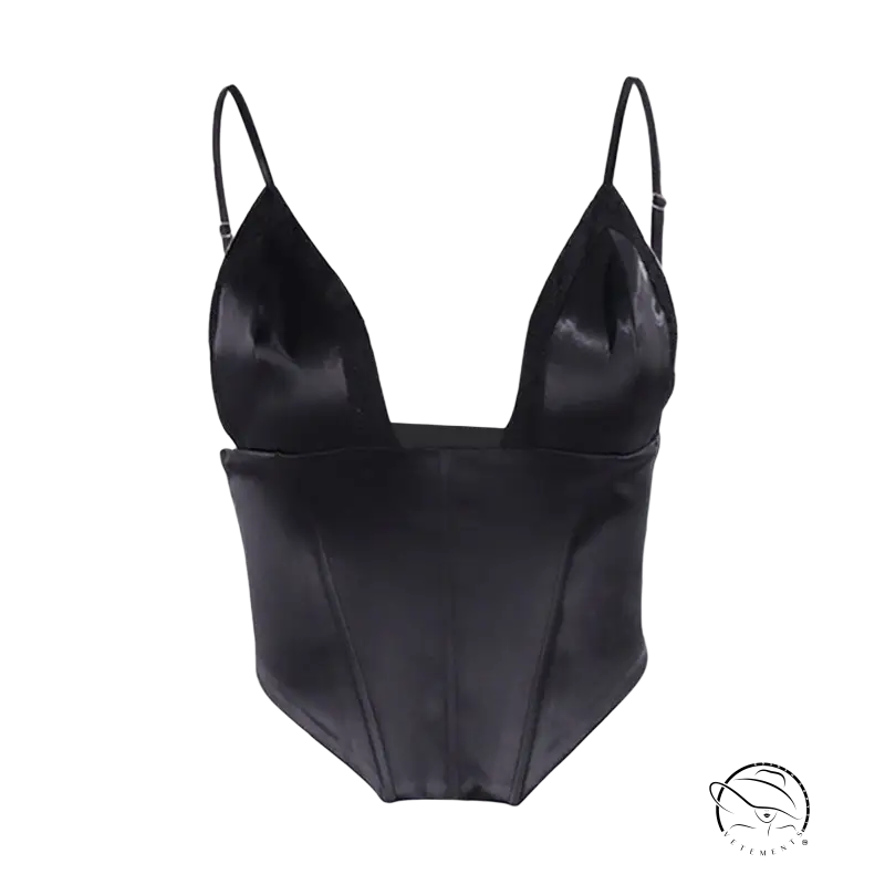 Elegant black satin lace corset top