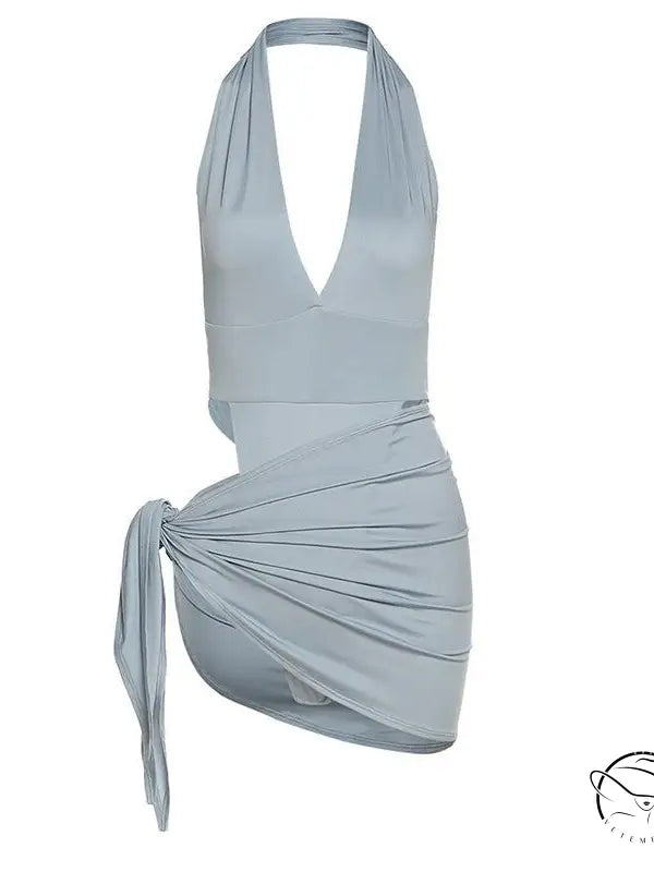 SEXY BACKLESS BODYSUIT HIP SKIRT OUTFIT-VETEMENTS