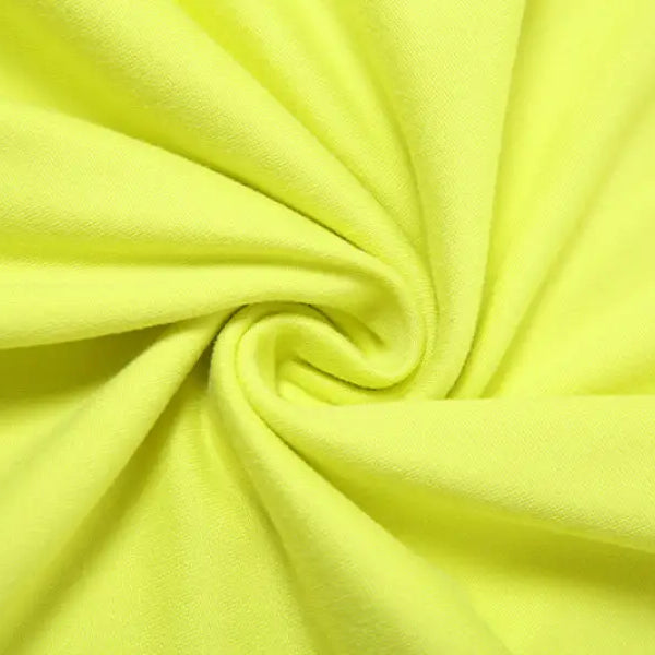 Swirled chartreuse fabric of an elegant sexy slit dress for parties and clubs