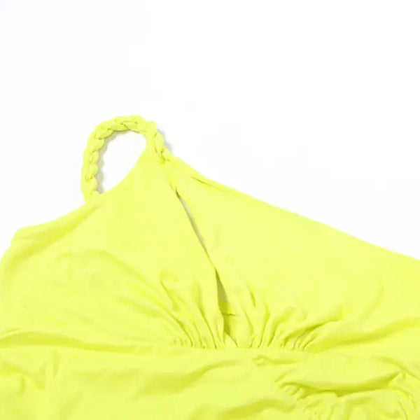 Chartreuse one-shoulder top from Elegant Slit Asymmetrical Bodycon Dress for Parties and Clubs