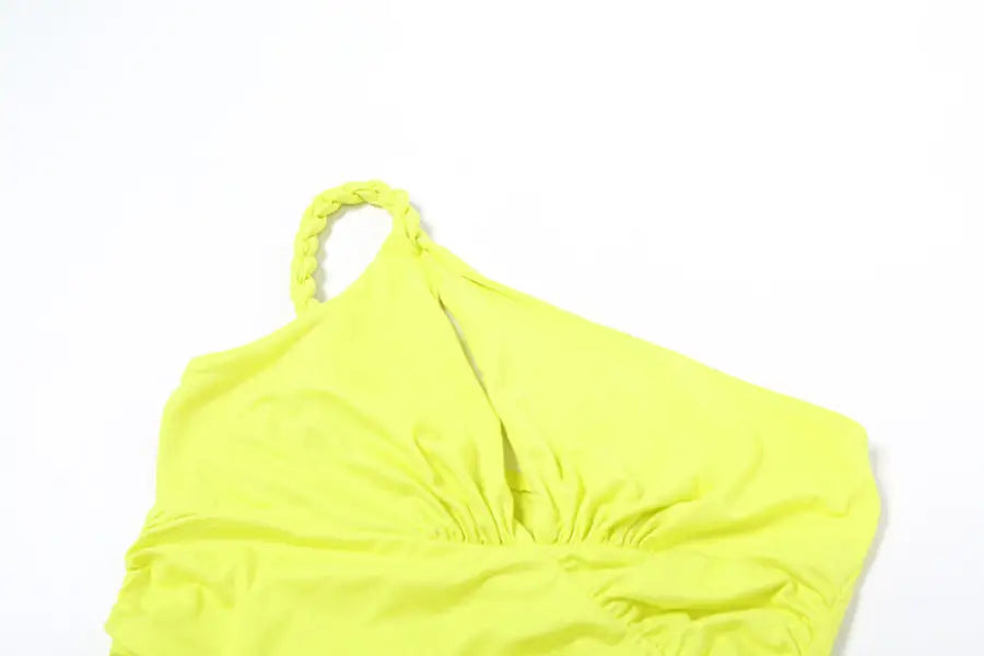 Chartreuse one-shoulder top from Elegant Slit Asymmetrical Bodycon Dress for Parties and Clubs