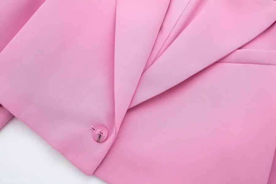 Pink casual blazer suit with button closure, ideal for office and casual wear