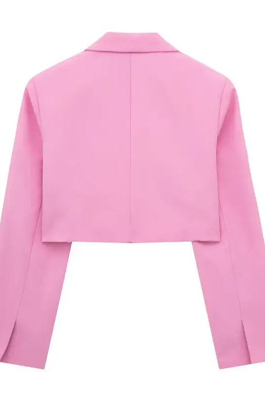 Pink cropped blazer for casual blazer suit and small blazer suit styles
