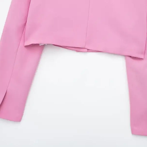 Pink cropped blazer with split sleeves from Elegant Short Small Blazer Suit for Office and Casual Wear