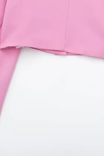 Pink cropped blazer with split sleeves from Elegant Short Small Blazer Suit for Office and Casual Wear