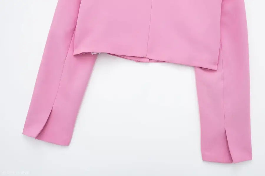 Pink cropped blazer with split sleeves from Elegant Short Small Blazer Suit for Office and Casual Wear