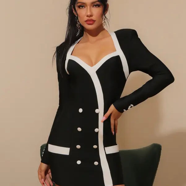Black and white blazer dress, stylish vetements dress for sexy langry spring or fall wear