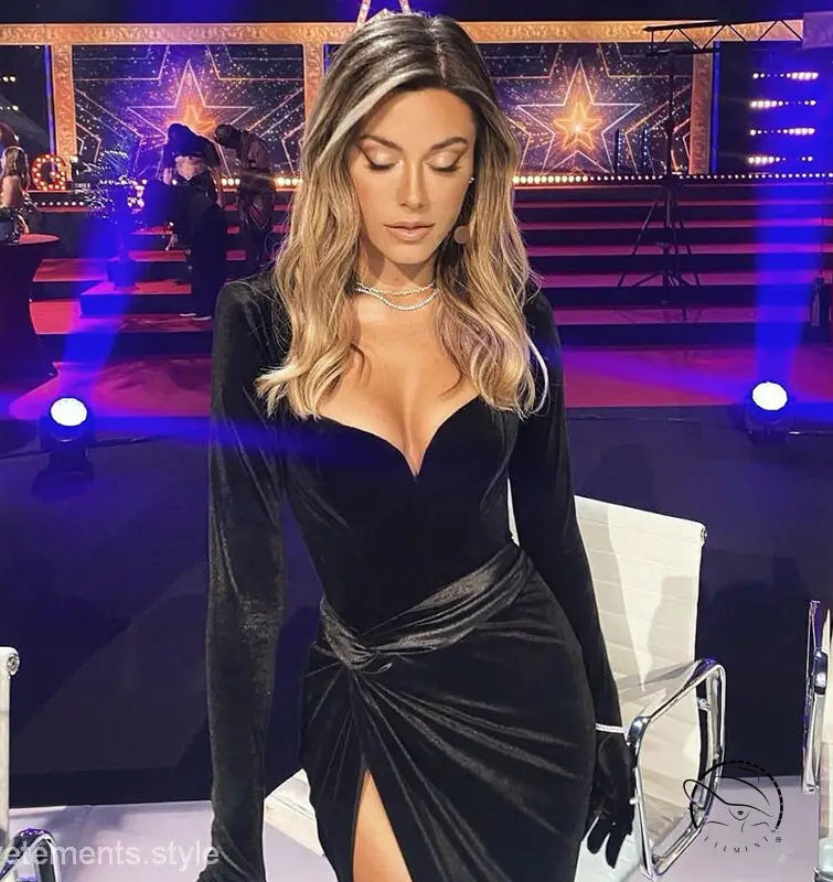ELEGANT SLIM VELVET DRESS-VETEMENTS